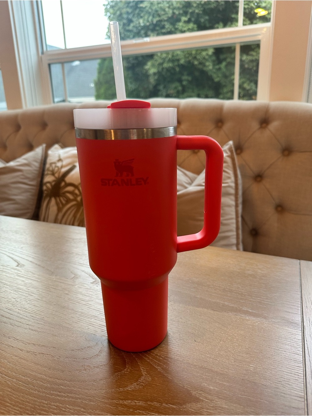 Stanley Coral Insulated Travel Tumbler with Handle and Straw - Picture 1 of 3